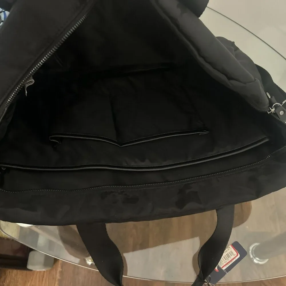 Seven91 Black Quilted Laptop Tote Shoulder Bag Camo Pattern